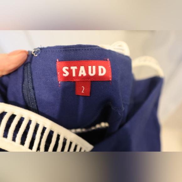 NWOT Staud Lychee Lace Eyelet-Trim Flounce Sheath Dress - Picture 5 of 5